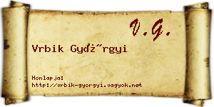 Vrbik Györgyi névjegykártya